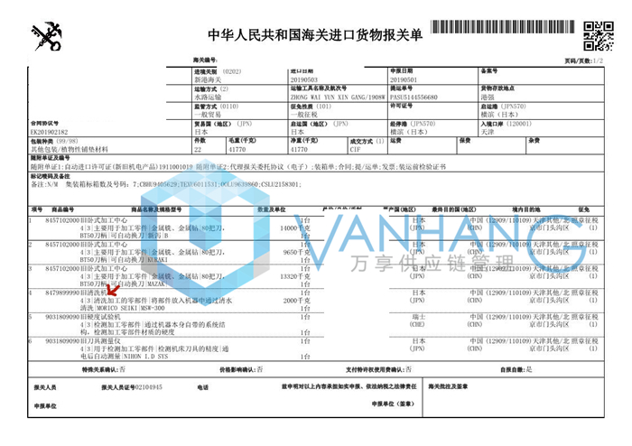 天津港舊清洗機進口清關代理